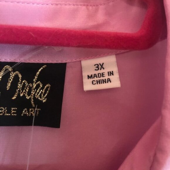 NWT Vintage Bob Mackie 100% Silk Wearable Art Pink Palms Blouse Shirt Size XL - Picture 12 of 12